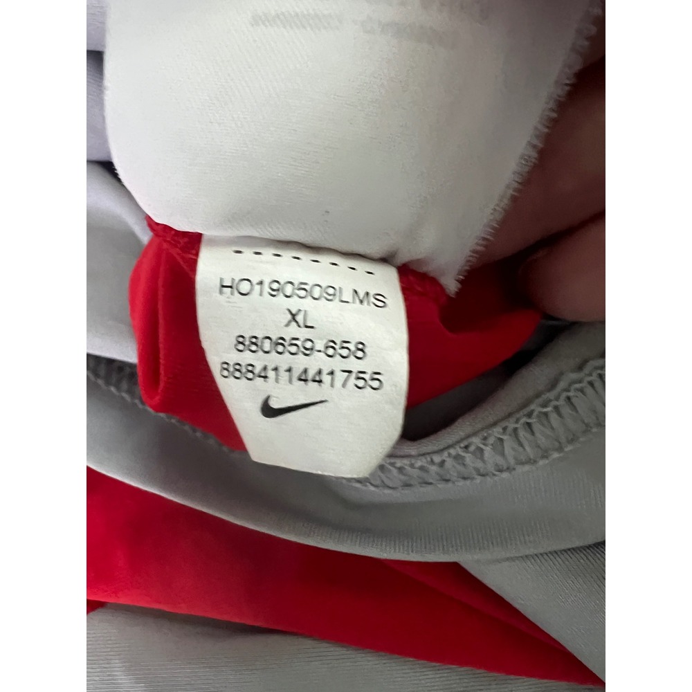 Nike Pro Mens XL Dri-FIT Baseball Shirt Red Grey Raglan 3/4 Sleeve 880659-658 - Picture 8 of 12